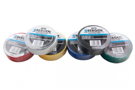 Isolatietape 19 mm x 20 meter gemixte kleuren (pack van 6)